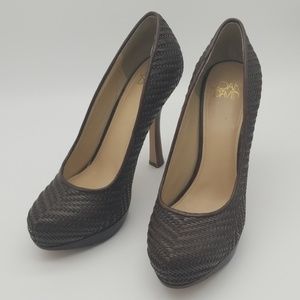 Joan & David Brown Woven Platform Heel